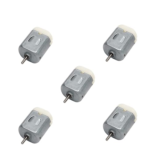 Electronic Spices (Pack Of 5) DC Electric Toy Motor 3 to 6V Rectangular White Rear Cover Small Electric Motor 5000 to 10000 RPM for DIY Toys, Science Projects